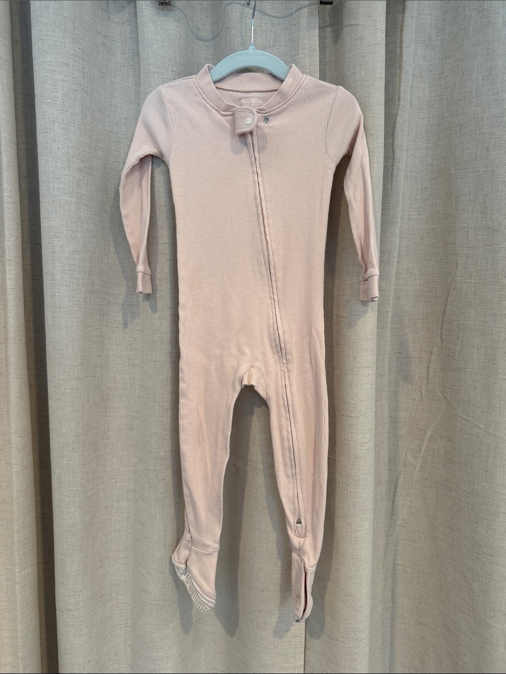 Burts Bees Baby Pink Ribbed Zipper One-Piece Footed Pajamas Organic Cotton Blend